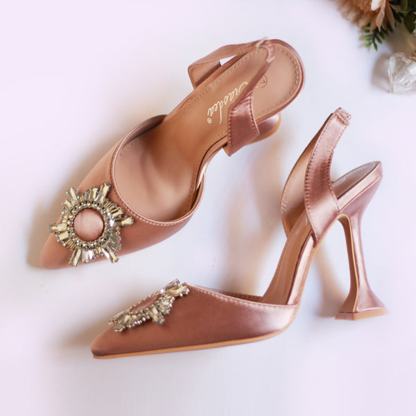 Ciadea escarpins avec strass à talon pyramidaux à bride arrière